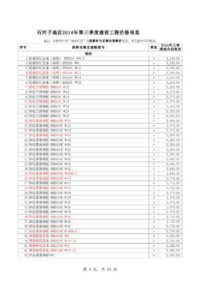 【新疆】石河子建设工程材料价格信息(2014年3季度)_文档下载-土木在线